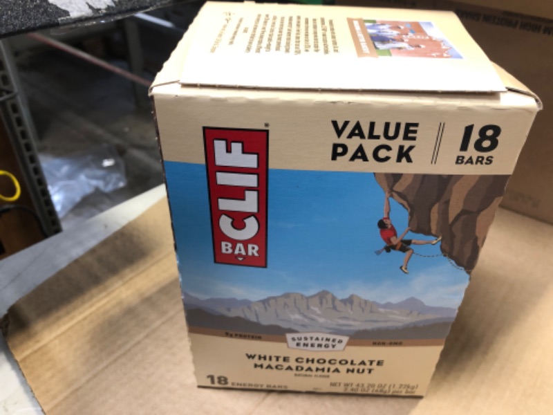 Photo 2 of Clif Bar - Energy Bars - White Chocolate Macadamia Nut Flavor - Made with Organic Oats - Plant Based Food - Vegetarian - Kosher (2.4 Ounce Protein Bars, 18 Count)  --exp date 03/2024