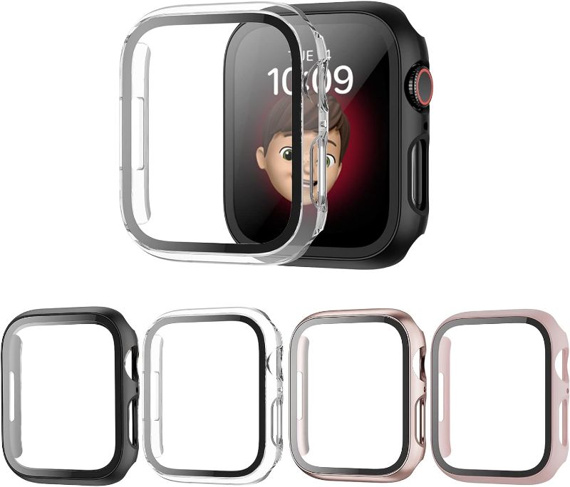 Photo 1 of 4 Pack Case Compatible for Apple Watch Series 8 & Series 7 45mm with Tempered Glass Screen Protector, Kakufunny Full Hard Ultra-Thin Scratch Resistant Bumper Protective Cover for iWatch
