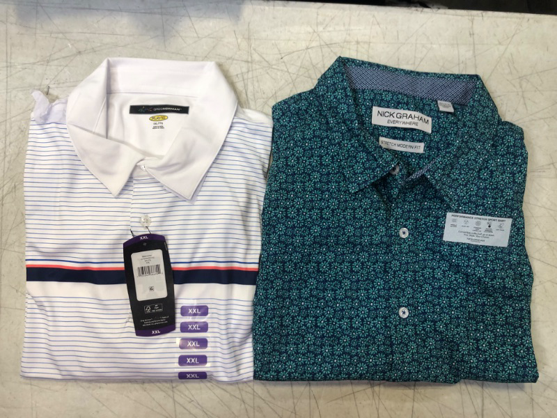 Photo 3 of 2 Pack Lot , Greg Norman Men's Performance Golf Polo XX-Large Dubarry , NIck Graham Button Down Short Sleeve XX-Large