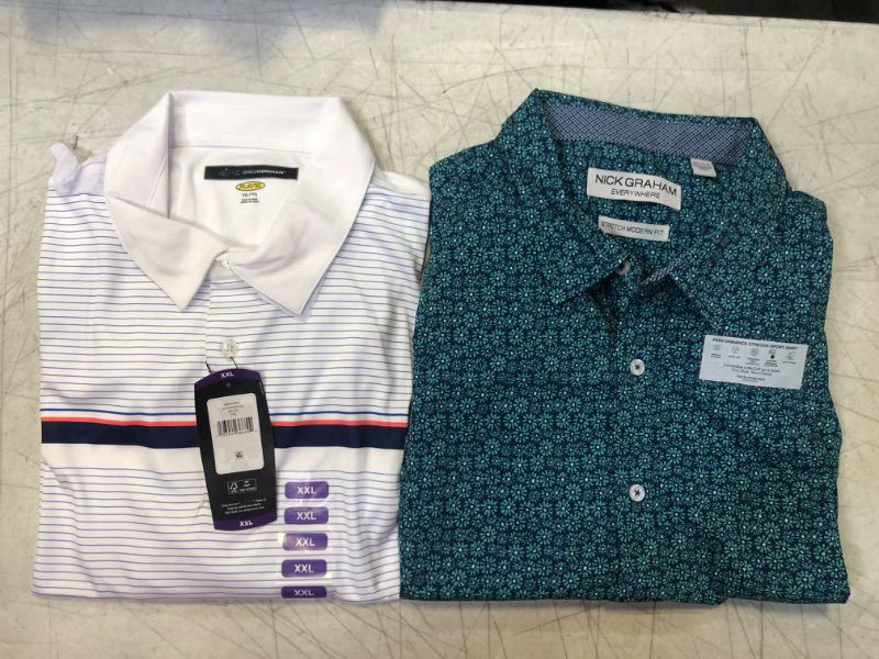 Photo 3 of 2 Pack Lot Greg Norman Men's Performance Golf Polo XX-Large Dubarry, Nick Graham Button Down Short Sleeve XX-Large