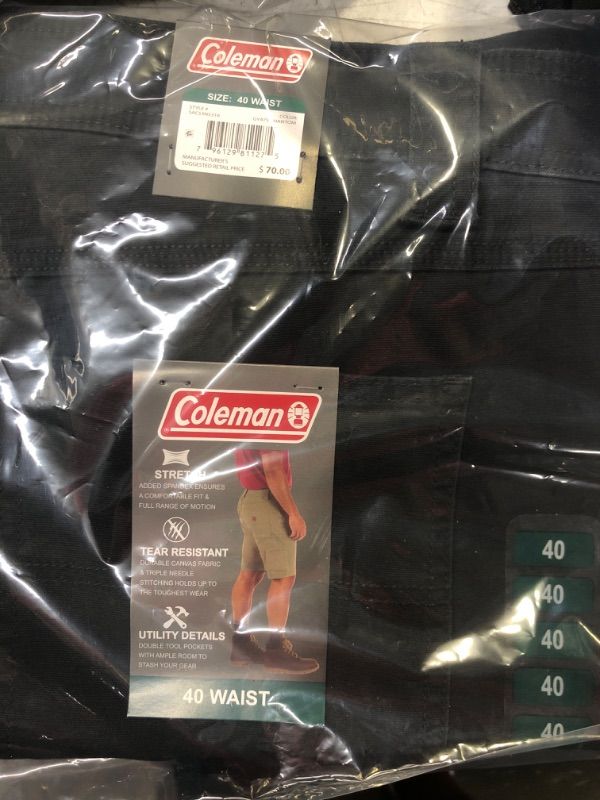 Photo 2 of Coleman Men's Relaxed Fit Tear Resistant Stretch Utility Shorts Size 40 Dark Grey