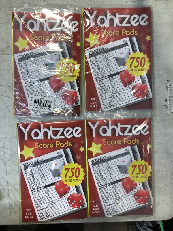 Photo 2 of 4 Pack Lot , Yahtzee Score Pads: 130 Score Sheets For Scorekeeping | Yahtzee Score Sheets | Yatzee Score Cards with Size 6 x 9 inches