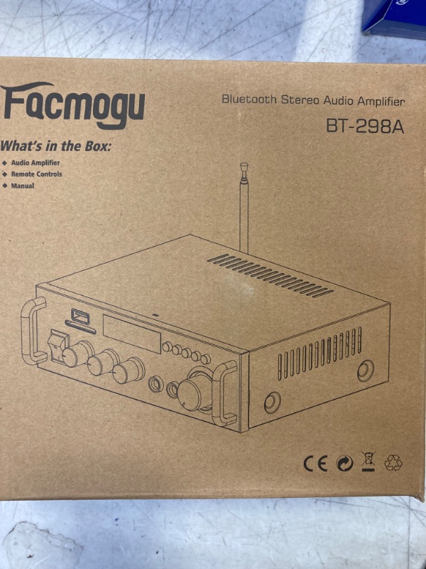 Photo 1 of Facmogu 298A Wireless Bluetooth 5.0 Stereo Audio Amplifier, RMS 40Wx2 Max 300Wx2 Power Amp 2 Channel Stereo Receiver for Home Theater Speakers, Bass & Treble Control, USB/SD/RCA/MIC/FM in, Remote