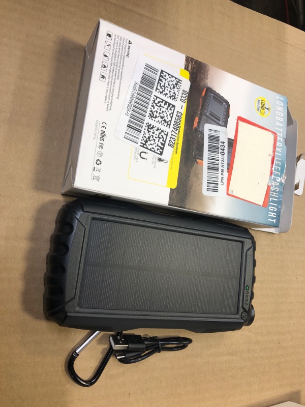 Photo 2 of 1pc---Power-Bank-Solar-Charger - 42800mAh Power Bank,Portable Charger,External Battery Pack 5V3.1A Qc 3.0 Fast Charging Built-in Super Bright Flashlight (Light Black)