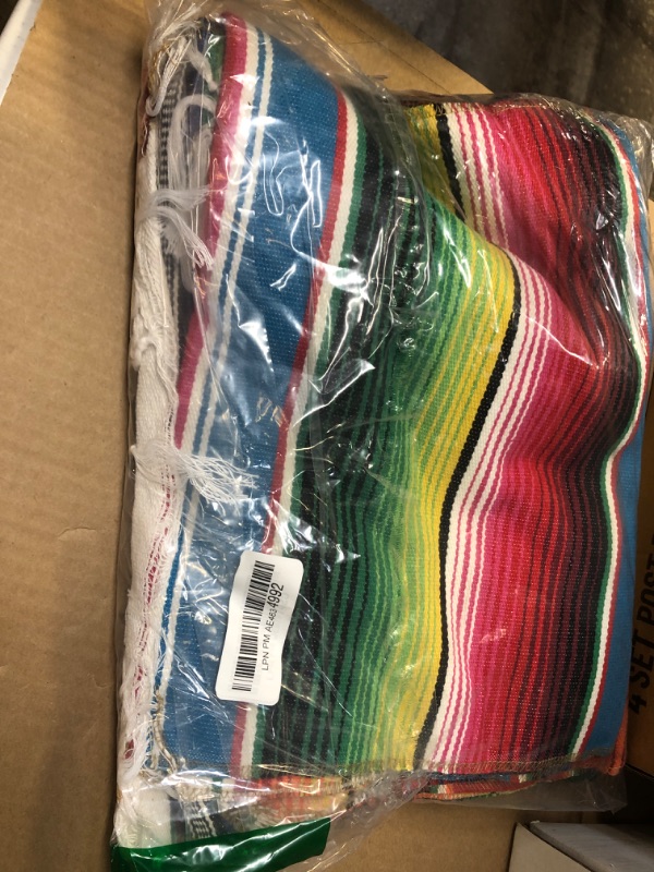 Photo 2 of 6 Pack Mexican Table Runners 14” x 84” Rainbow Colors Large Boho Mexican Theme Party Decoration for Cinco de Mayo Fiesta Party 6 Serape Table Runner (14” x 84”)