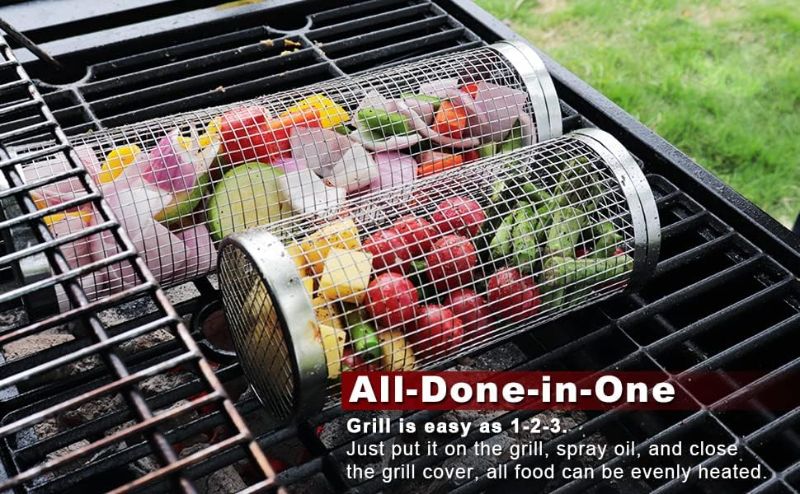 Photo 1 of 2PCS----8X3 in Stainless Steel Barbecue Cooking Grill Grate - Outdoor Round BBQ Campfire Grill Grid - Camping Picnic Cookware 