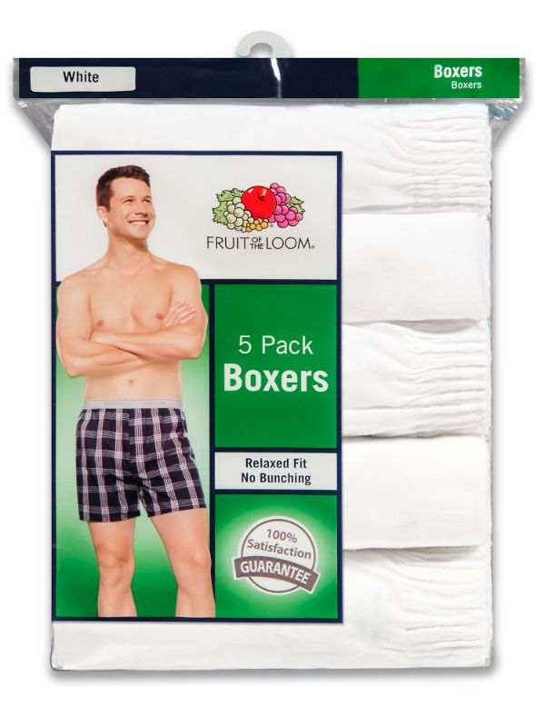 Photo 1 of 885306167394 Men Basic Relaxed Fit Woven Ice Boxer, White - Large - Pack of 5
