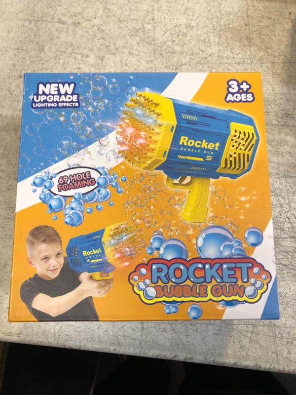 Photo 2 of 69-Hole Bazooka Bubble Gun Machine with Flash Lights|Rocket Boom Bubble Blower|Giant Bubble Blaster Maker,Toddler Outdoor Toys for Kids Ages 4-8,Gifts for 3 5 6 7 Year Old Boys & Girls,Adults (Purple)
