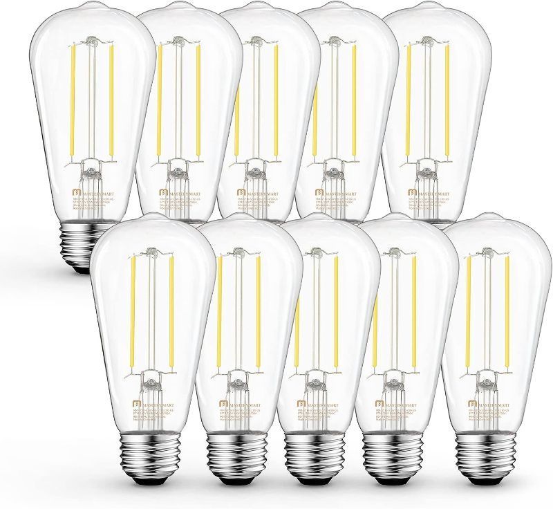 Photo 1 of MASTERY MART Edison Bulbs 60 Watt LED- CRI 95+ Soft White 2700K, E26 LED Bulb, ST58 5.5W Decorative Light Bulbs Non-dimmable, UL Certified [Soft White?10 Pack]
