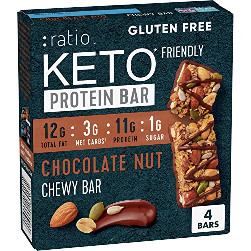 Photo 1 of :ratio KETO Friendly Chewy Protein Bars, Chocolate Nut, Gluten Free Snack, 4 Ct (PACK OF 2) (BB 27OCT23)
