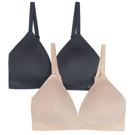 Photo 1 of DKNY Ladies 2 Pack Wireless Microfiber Plunge Bra in Ink/Sand S
