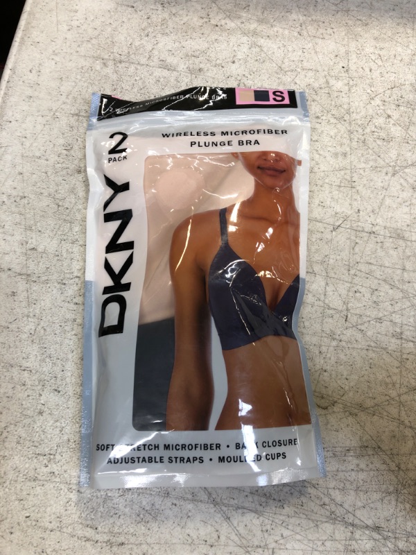 Photo 2 of DKNY Ladies 2 Pack Wireless Microfiber Plunge Bra in Ink/Sand S
