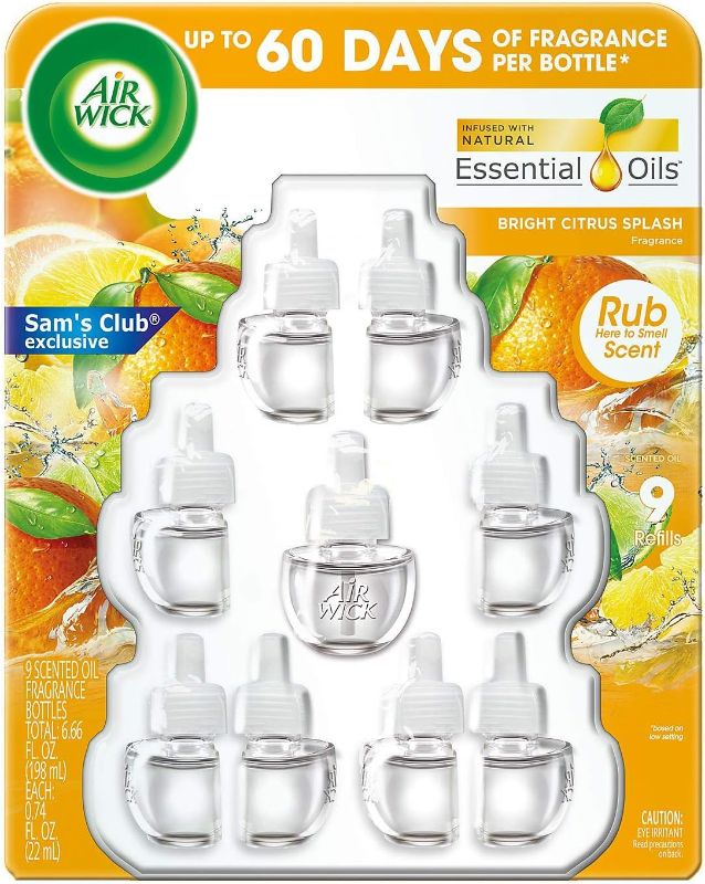 Photo 1 of Air Wick Bright Citrus Splash Natural Essential Oils, 9 Fragrance Bottles
