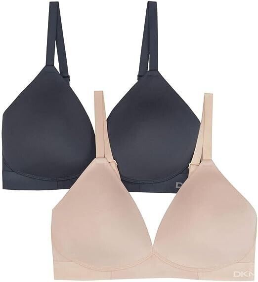 Photo 1 of DKNY Women's Wireless Soft Stretch Microfiber Plunge Bra 2-Pack Blk/Nude Medium
Size: M