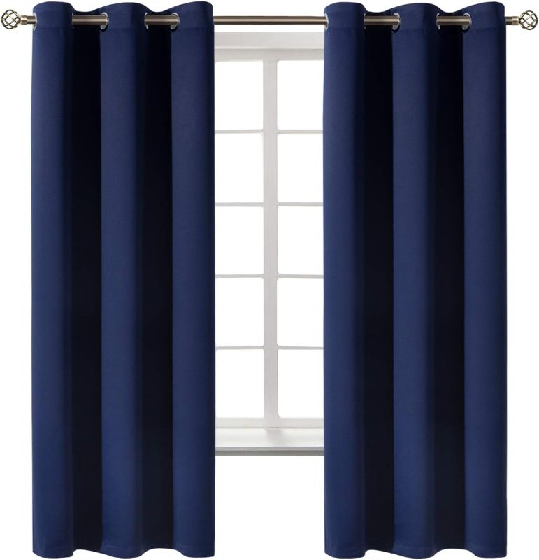 Photo 1 of BGment Blackout Curtains for Bedroom - Grommet Thermal Insulated Room Darkening Curtains for Living Room, Set of 2 Panels (42 x 63 Inch, Navy Blue)
