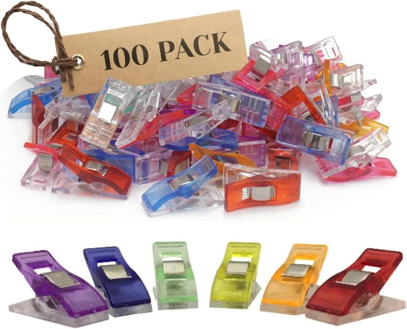 Photo 1 of 100 Pack of Multipurpose Sewing Clips and Quilting Clips, Multicolored Magic Clips and Fabric Clips for Sewing Quilting Crafting Hanging, Extremely Durable Clips for All Kinds of Crafts