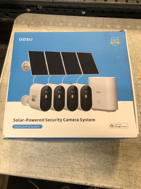 Photo 5 of AOSU Solar Security Cameras Wireless Outdoor, 2K QHD Battery Powered Home Security System, 4 Cameras Kit with 166° Ultra-Wide View, Forever Power, Spotlight Camera, 32G Local Storage, No Monthly Fee