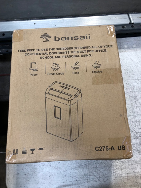 Photo 4 of Bonsaii 12-Sheet Cross Cut Paper Shredder, 10-Minute 5.5 Gal Home Office Heavy Duty Shredder for Paper, Credit Card, Mails, Staples, with Transparent Window, High Security Level P-4 (C275-A) 1 0 Mins-5.5Gal