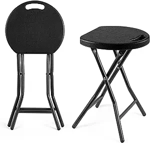 Photo 1 of 5Rcom Folding Stool, 2 Pack Portable Stool Chairs with Handle, Collapsible Stool for Adults with Heavy Duty Steel Frame Legs,440lbs Capacity for Camping RV Party, Foldable Stool, Black
