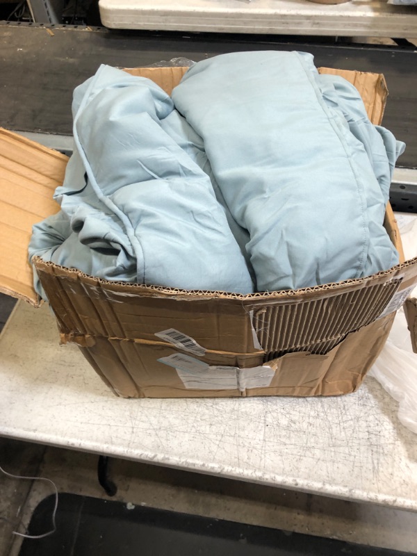 Photo 2 of Amazon Basics Pinch Pleat All-Season Down-Alternative Comforter Bedding Set - King, Spa Blue Spa Blue King Bedding Set