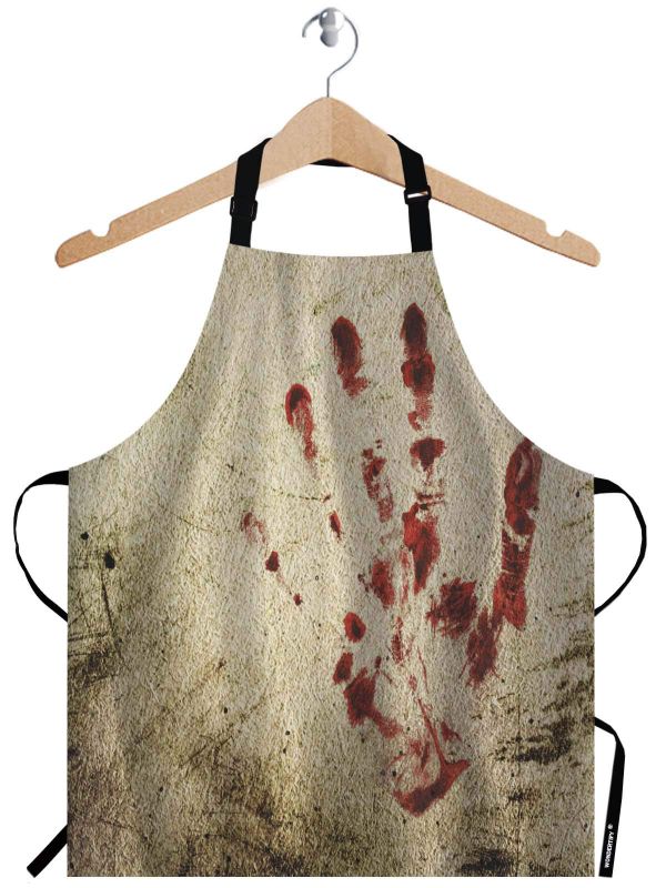 Photo 1 of WONDERTIFY Bloody Hand Apron,Horror House Grunge Background with a Print of Hand Bib Apron with Adjustable Neck for Men Women,Suitable for Home Kitchen Cooking Waitress Chef Grill Bistro Baking Apron Multi08 27*31 inch