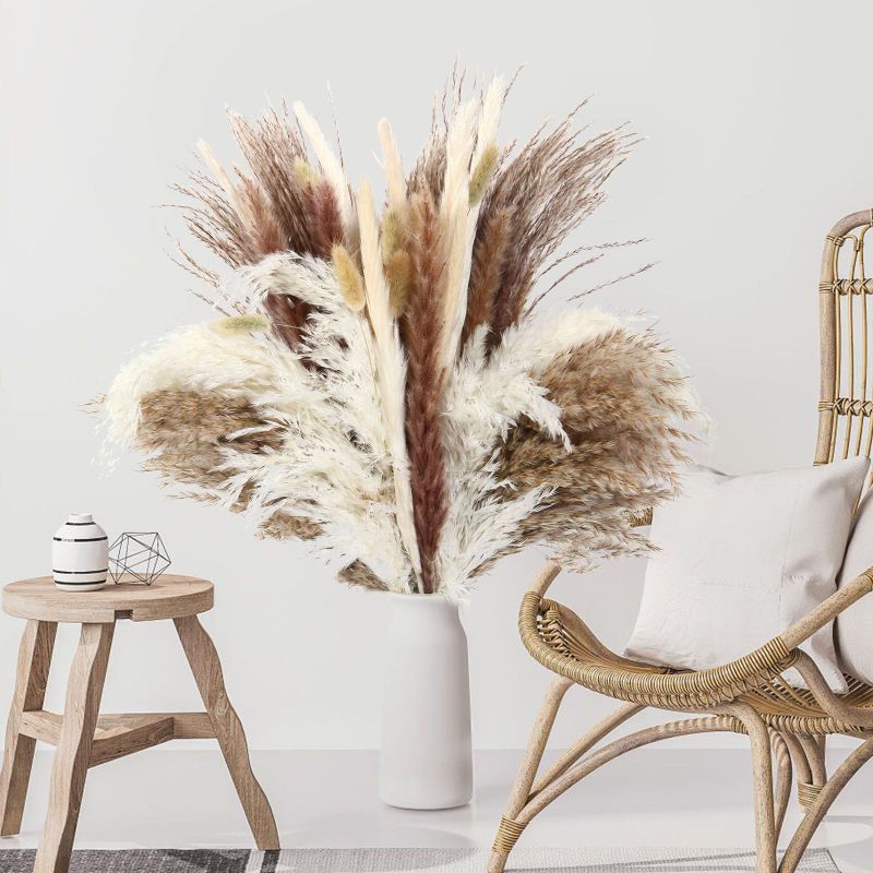 Photo 1 of 110 PCS Pampas Grass Decor,17.5" Natural Dried Pampas Grass Boho Decor Phragmites Bunny Tails Dried Flowers for Flower Arrangements Wedding,Rustic Party,Office,Home Decor 110 Pcs -6 types