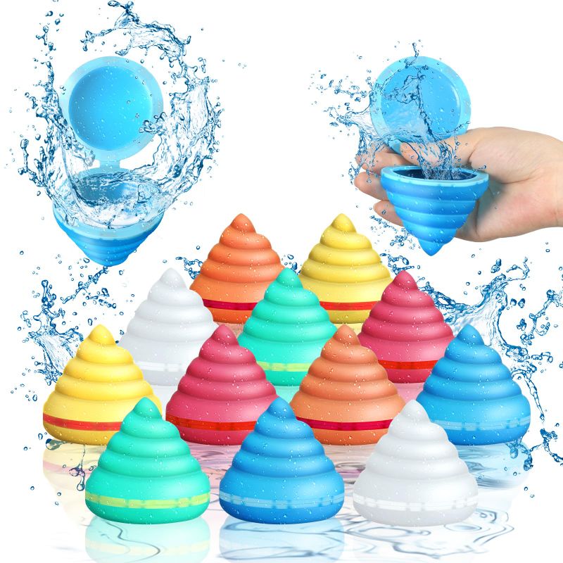 Photo 1 of FIGROL 6 Pack Reusable Water Bomb Balloons, Latex-Free Silicone Water Bomb Summer Outdoor Toys, Quick Fill & Self-Sealing Water Bombs for Water Fight Game, Fun Water Splash Balls Party Supplies