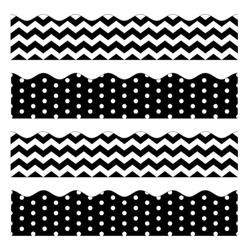 Photo 1 of Black Bulletin Borders Stickers, 80 ft Back-to-School Decoration Borders for Bulletin Board/Black Board/Chalkboard/Whiteboard Trim, Teacher/Student Use for Classroom/School Decoration, 2Set