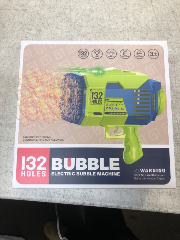 Photo 1 of 132 Holes Bubble Gun Toys, Rocket Launcher Bubble Blower Toy, Portable Bubble Machine with Colorful Light, Big Bubble Maker for Outdoor Indoor Games, Bubbles Machine for Wedding Birthday Gifts (Blue) 132hole-blue