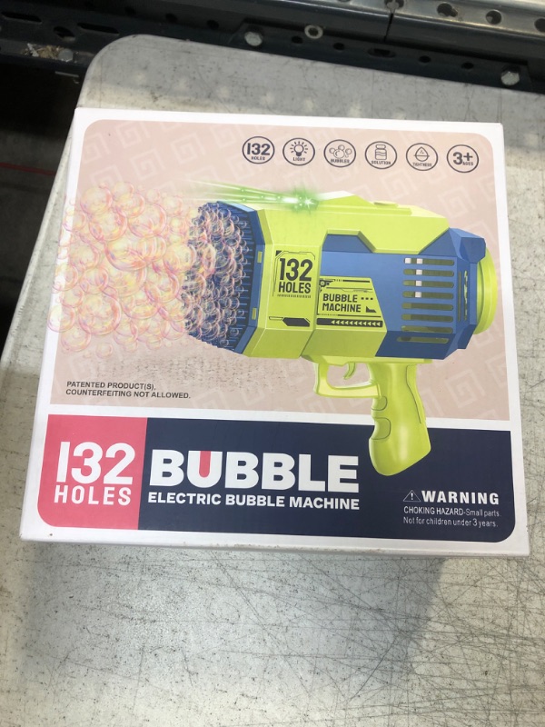 Photo 1 of 132 Holes Bubble Machine Gun-Big Rocket Boom Bubble Blower/Bubble Gun Blaster with Colored Lights, Giant Foam Maker Guns Toys Wedding Outdoor Party Gift for Kids Adults (Green) 132 Green