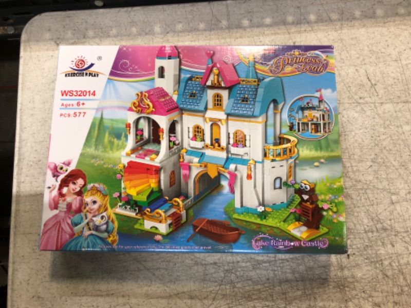 Photo 2 of Building Toy Deluxe Brick for Ages 6-12 Girls Boys,Princess Leah Lake Rainbow Castle Building Kit Castle Toy House Toys,Creative Building Toys,Recreat ???? Colored Castle