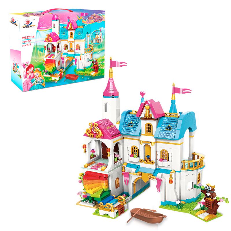 Photo 1 of Building Toy Deluxe Brick for Ages 6-12 Girls Boys,Princess Leah Lake Rainbow Castle Building Kit Castle Toy House Toys,Creative Building Toys,Recreat ???? Colored Castle