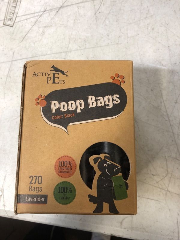 Photo 1 of Active Pets Dog Poop Bag, Extra Thick Dog Waste Bags, Leak-Proof Dog Bags For Poop, Easy-Tear Dog Poop Bags, Strong Doggy Poop Bags, Lavender-Scented Dog Waste Bags Eco-Friendly Doggie Bags For Poop 1 Count (Pack of 270) black