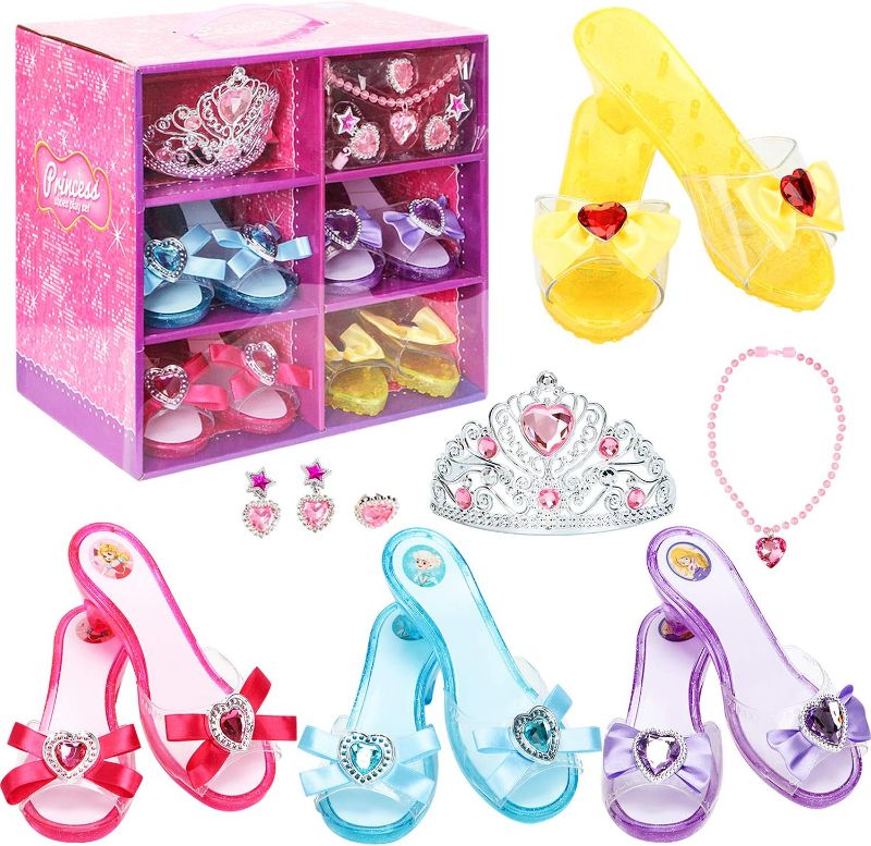 Photo 1 of Fedio Girls Princess Dress up Shoes Role Play Collection Shoes Set with Princess Tiara and Accessories Jewelries
BOX DAMGED 