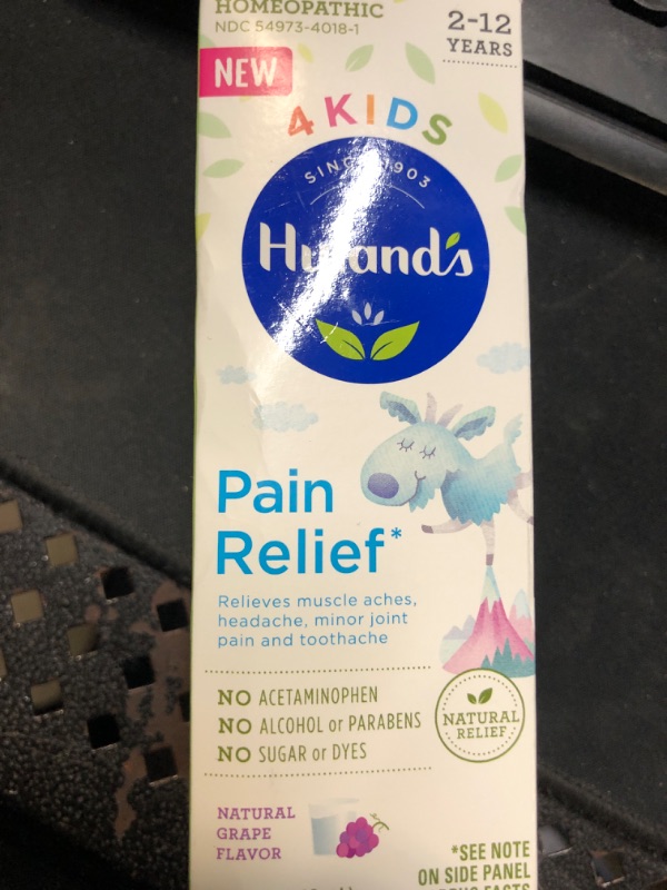 Photo 2 of Hyland’s Kids Natural Pain Relief Relieves Muscle Aches Headache Minor Joint Pain and Toothache Grape Flavor, 4 Fl Oz