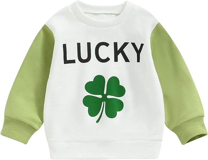 Photo 1 of Baby St. Patrick's Day Romper,Four-Leaf Clover Pattern Long-Sleeved Round Neck Spring Fall Casual Jumpsuit 0-6M
