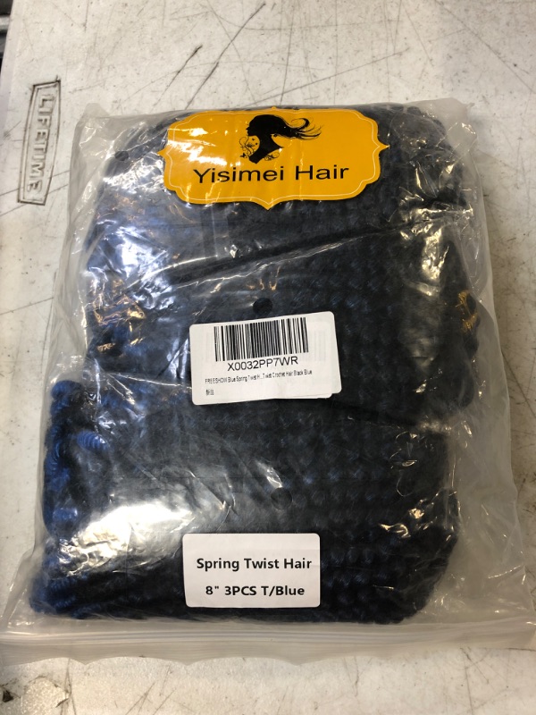 Photo 1 of 3 Packs Short Curly Pre-twisted Spring Twist Crochet Hair 8Inch Bomb Braids Pre-Twisted Passion Twist Black Bob Spring Twist Braiding Hair Extensions for Black Women
