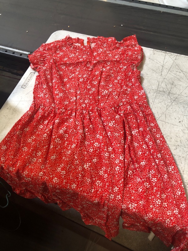 Photo 1 of GIRLS CASUAL DITSY BOHO RUFFLE HIGH WAIST HEM A LINE DRESS RED SIZE 12