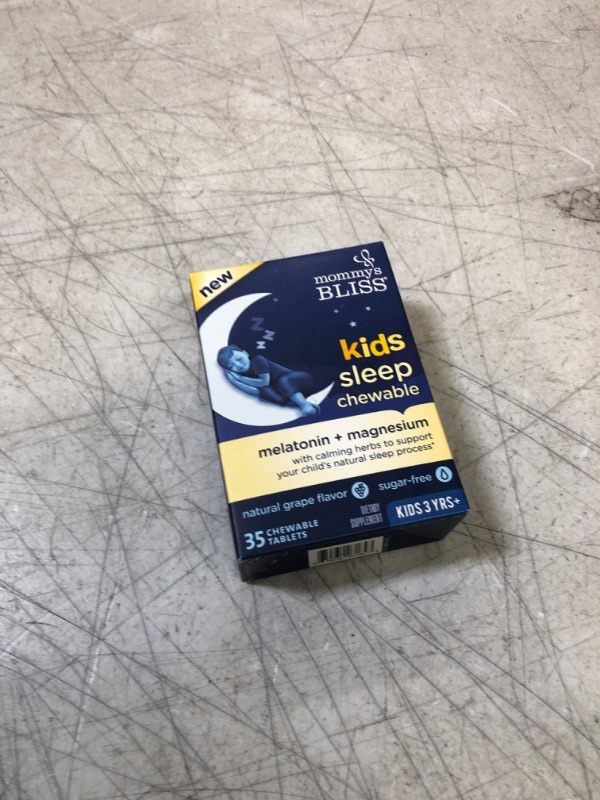 Photo 2 of Mommy's Bliss Kids Sleep Chewable Tablets, Contains Melatonin, Magnesium & Calming Herbs, Natural Sleep Aid, Grape Flavor, Sugar Free, Age 3+ (35 Servings) EXP 01/2026