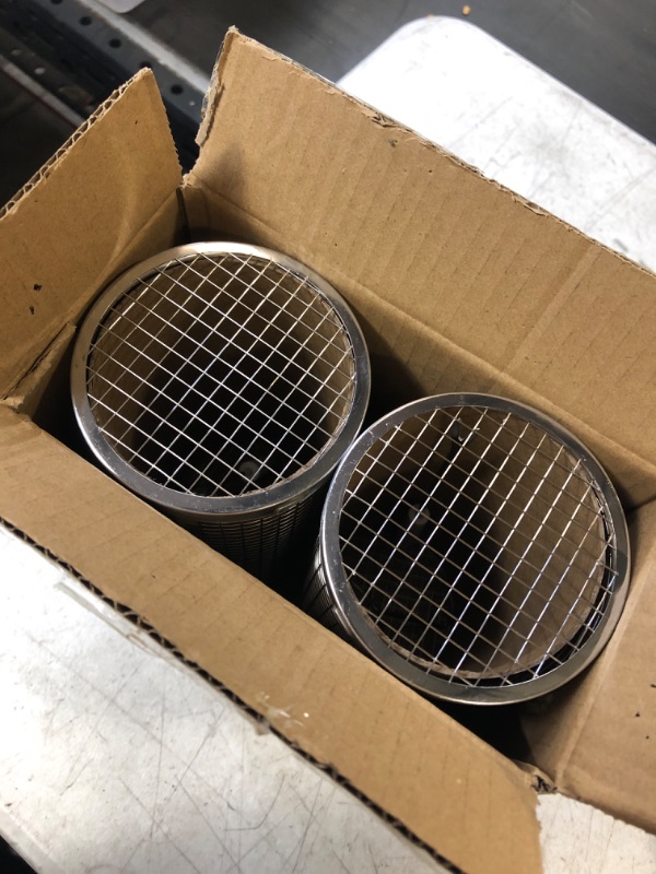 Photo 2 of 2 PCS Rolling Grilling Basket-Grill Basket,BBQ Grill Basket,Rolling Grilling Basket For Outdoor,Camp Cooking Grill Accessories for Fish, Shrimp, Meat, Vegetables, Frie,Barbecue Round Stainless Steel Wire Mesh Cylinder (3.55 x 3.55 x 7.88 inches?2 PCS?)