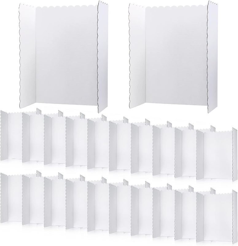 Photo 1 of 12 PCS nch Trifold Poster Display Boards White for Science Fair Presentation Projects Photo Exhibition Display Tri fold Board Foldable Paperboard for School Supplies Bulk Business
