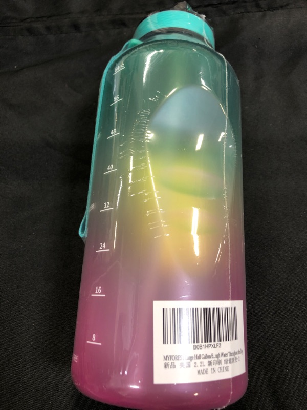 Photo 2 of  Water Bottle with Straw BPA Free, Drinking Bottle with Time Marker Leakproof, BPA Free Water Jug Ensure You Drink Enough Water Daily GREEN PURPLE