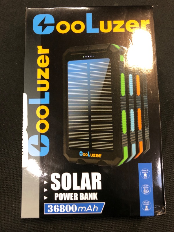 Photo 1 of Solar Charger Power Bank 36800mah with 18W PD 5V*3.1A Fast Charging, QC3.0 Portable Charger Solar Power Bank,IP67 Waterproof Camping Gear Accessory for Outdoor (Blue)