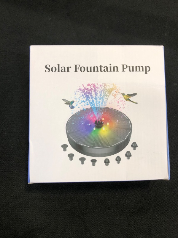 Photo 2 of AMIAEDU Solar Fountain, Powered Water 4W Pump for Bird Bath with LED Lights, 7 Nozzle and Fixer Hummingbird Garden, Pond, Pool, Fish Tank, , Black