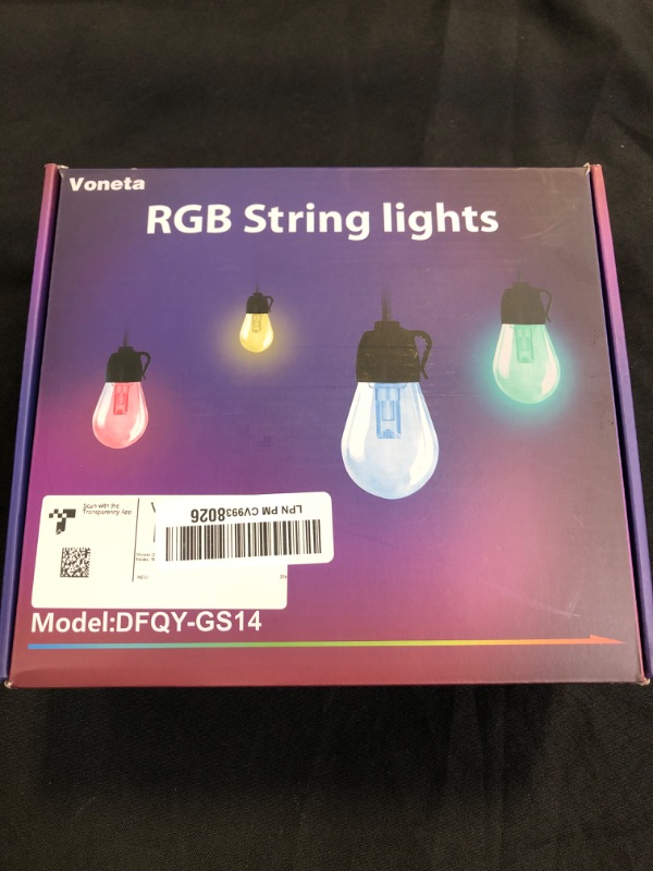 Photo 2 of Voneta Outdoor String Lights, 49ft 20 Bulbs RGB Patio Lights with Remote & APP, S14 Dimmable LED Hanging Lights, Color Changing IP65 Waterproof Outdoor Lights for Garden Yard Porch Party Decor Multicolor