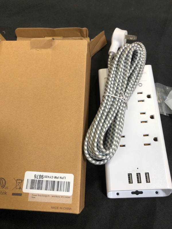 Photo 1 of Power Strip Surge Protector - Addtam 10Ft Long Extension Cord with 6 Outlets and 3 USB Ports, Flat Plug Overload Surge Protection Outlet Strip, Wall Mount for Home, Office and More