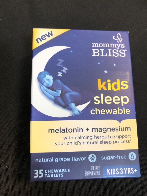 Photo 2 of Mommy's Bliss Kids Sleep Chewable Tablets, Contains Melatonin, Magnesium & Calming Herbs, Natural Sleep Aid, Grape Flavor, Sugar Free, Age 3+ (35 Servings)