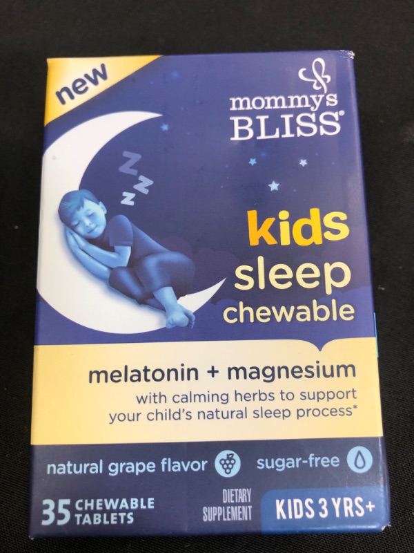 Photo 2 of Mommy's Bliss Kids Sleep Chewable Tablets, Contains Melatonin, Magnesium & Calming Herbs, Natural Sleep Aid, Grape Flavor, Sugar Free, Age 3+ (35 Servings)