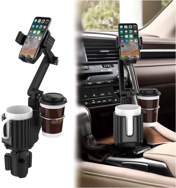 Photo 1 of  Car Cup Holder Phone Mount,Universal Auto Cell Phone Stand with Drink Expand Cup Holder,360° Rotation Compatible with All Mobile Phones and All Car