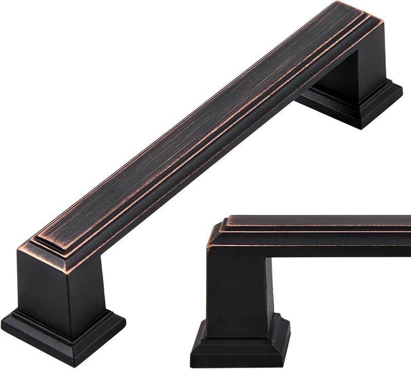 Photo 1 of 6 Pack Oil Rubbed Bronze Cabinet Hardware Handles?3-3/4" Hold Centers Square Cabinet Hardware Pulls Oil Rubbed Bronze,4-1/2" Square Bronze pulls for Kitchen Cabinet Drawer Dresser